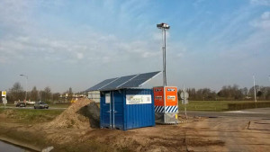 De Groene Aggregaat op Profguard cameramast Boels